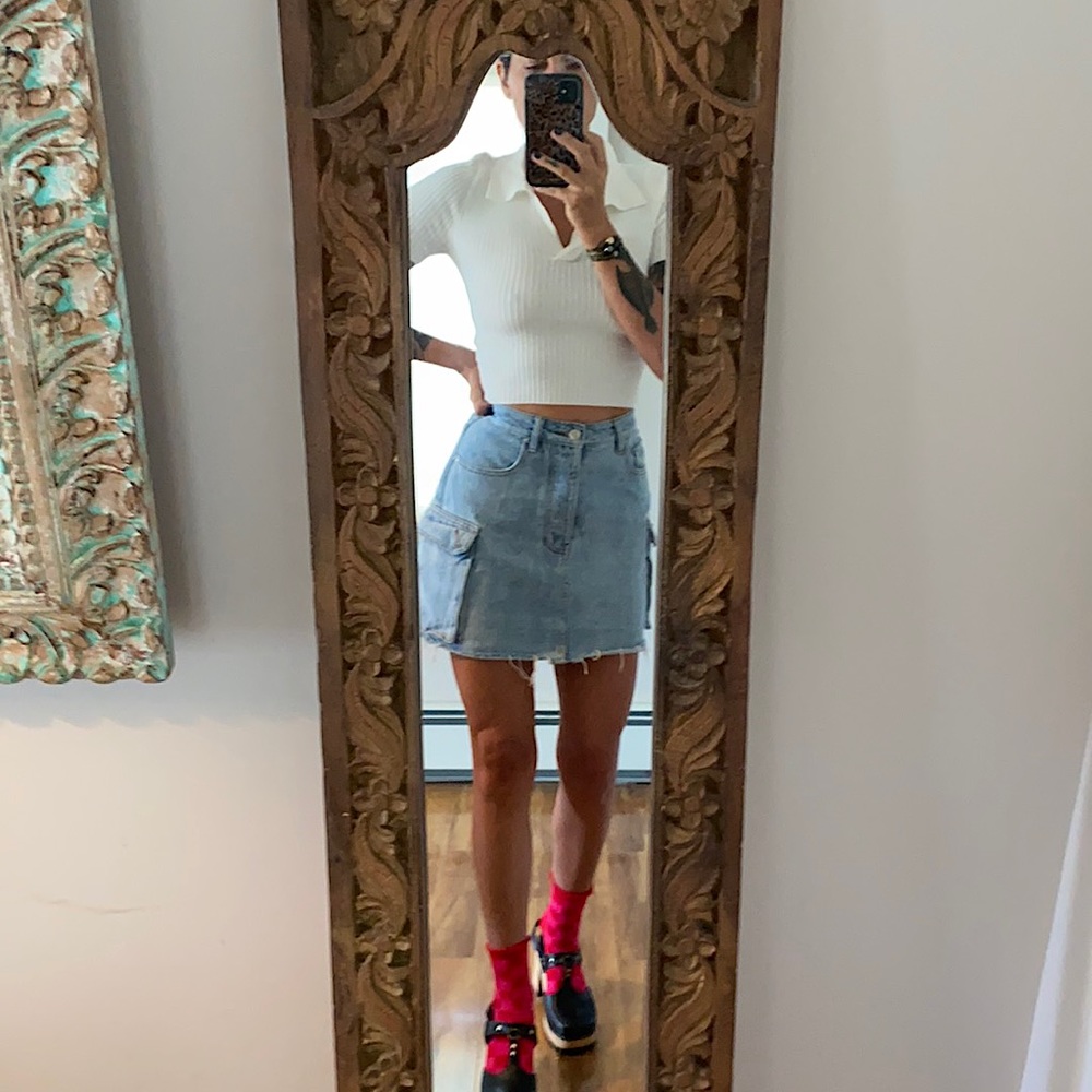 Signature 8 cargo denim mini skirt size Medium